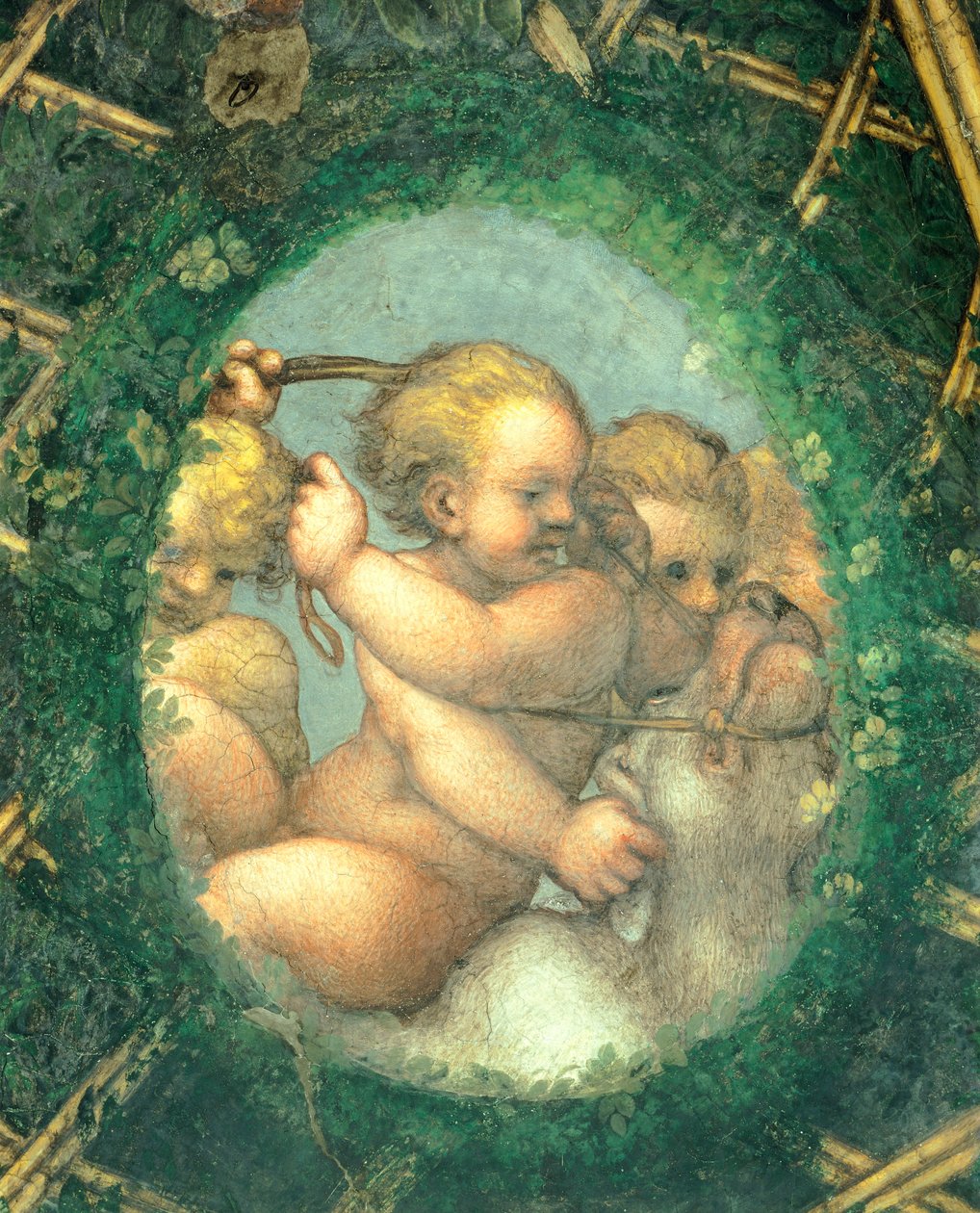 与小天使一起欢呼，安东尼奥·阿莱格里·达·科雷吉奥（Antonio Allegri Da Correggio，1489-1534）的壁画，意大利帕尔马圣保罗修道院 作者 (c.1489-1534) 科雷焦