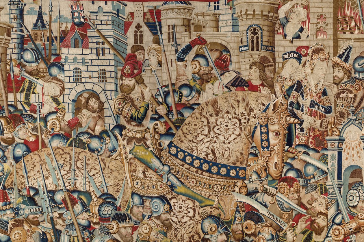特洛伊战争：特洛伊的毁灭，c.1470（挂毯） 作者 (fl.1450-75) 合作大师