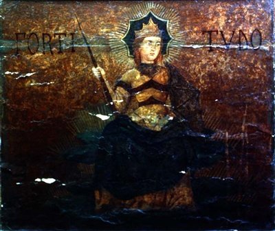坚韧的寓言，来自卡松的尾部面板，约1460-65（面板上的蛋彩画）（见76870）。 作者 (工坊) Apollonio di Giovanni