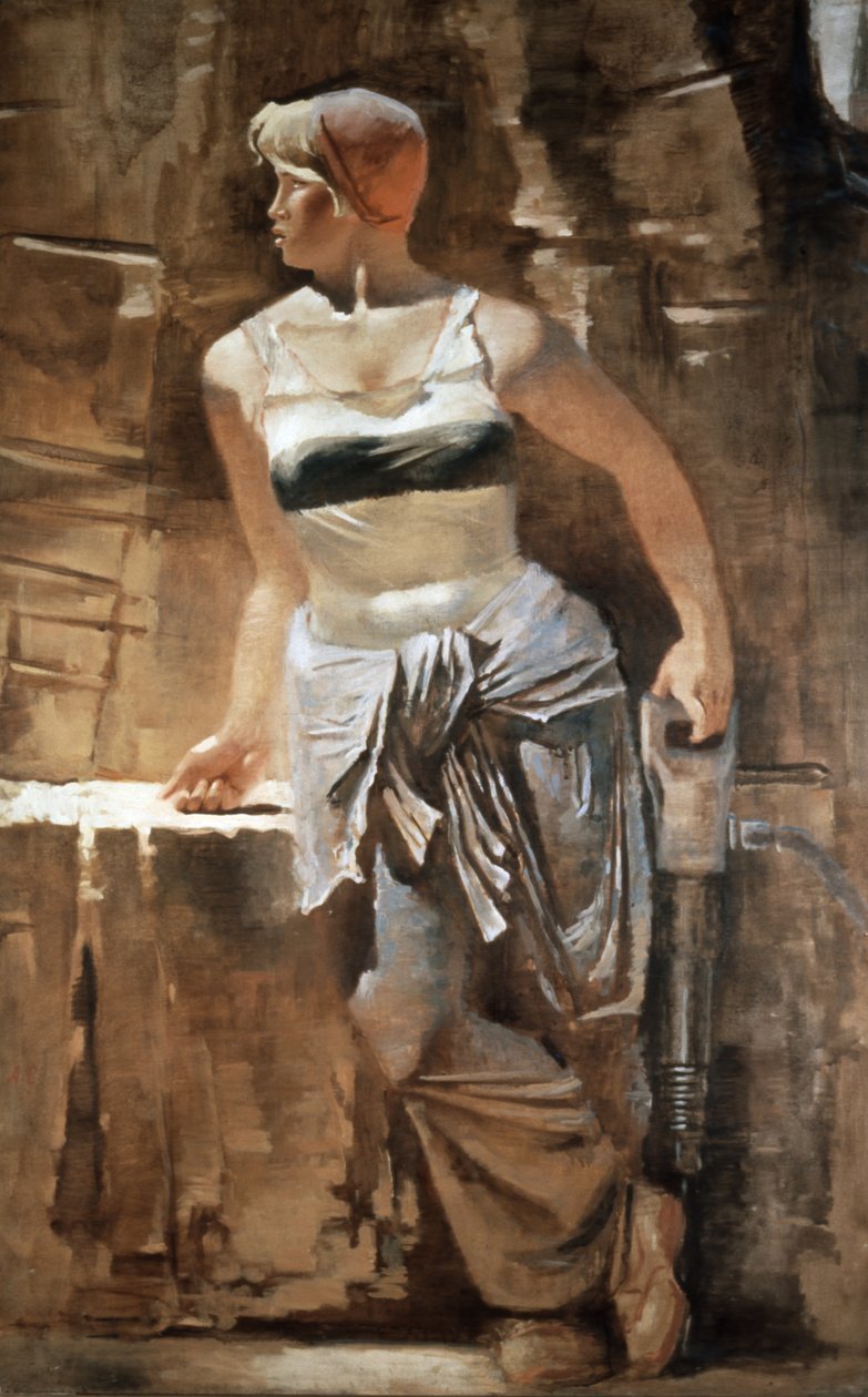 一个女孩：Metro-Builder 1937绘画作者A，Samokhvalov（1894-1971），社会主义现实主义。 作者 不明