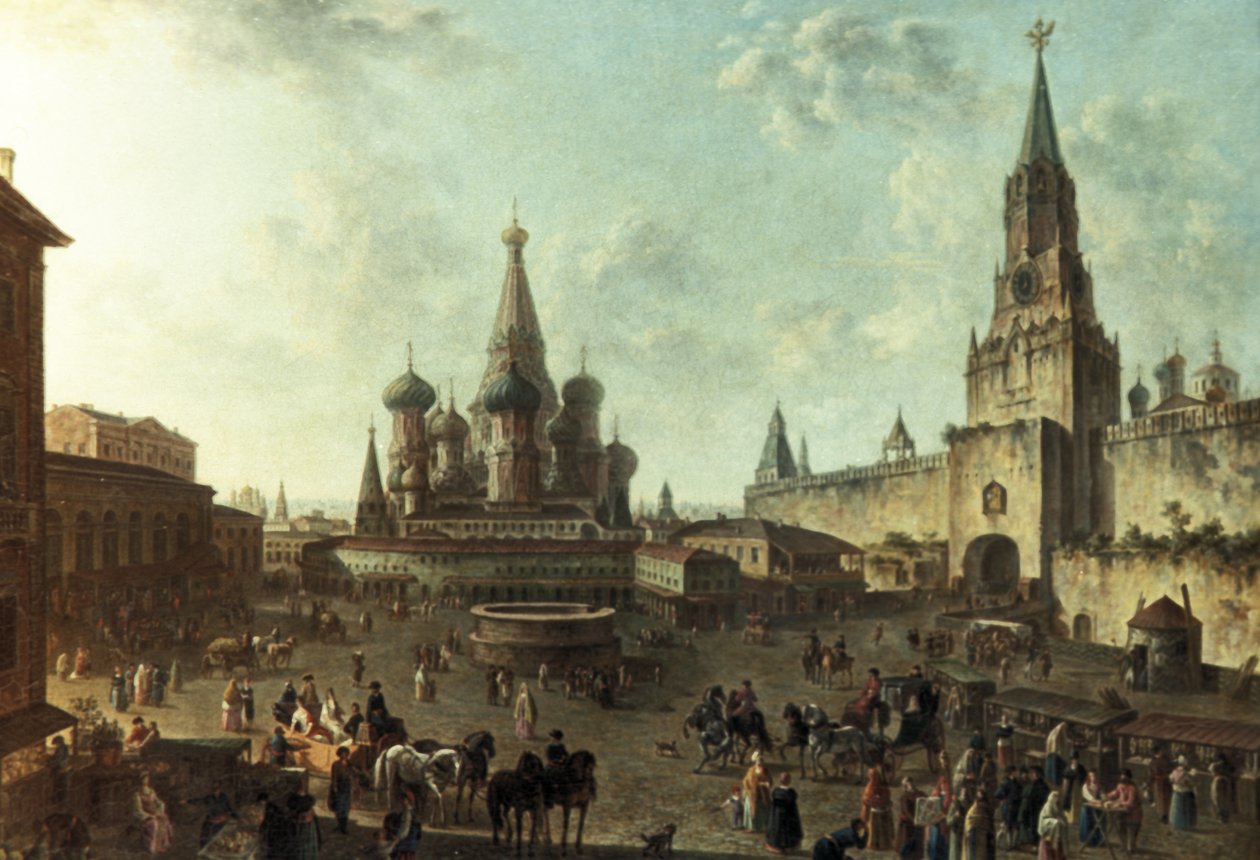 Fyodor Alexeyev（1801）在莫斯科红场油画。 作者 不明