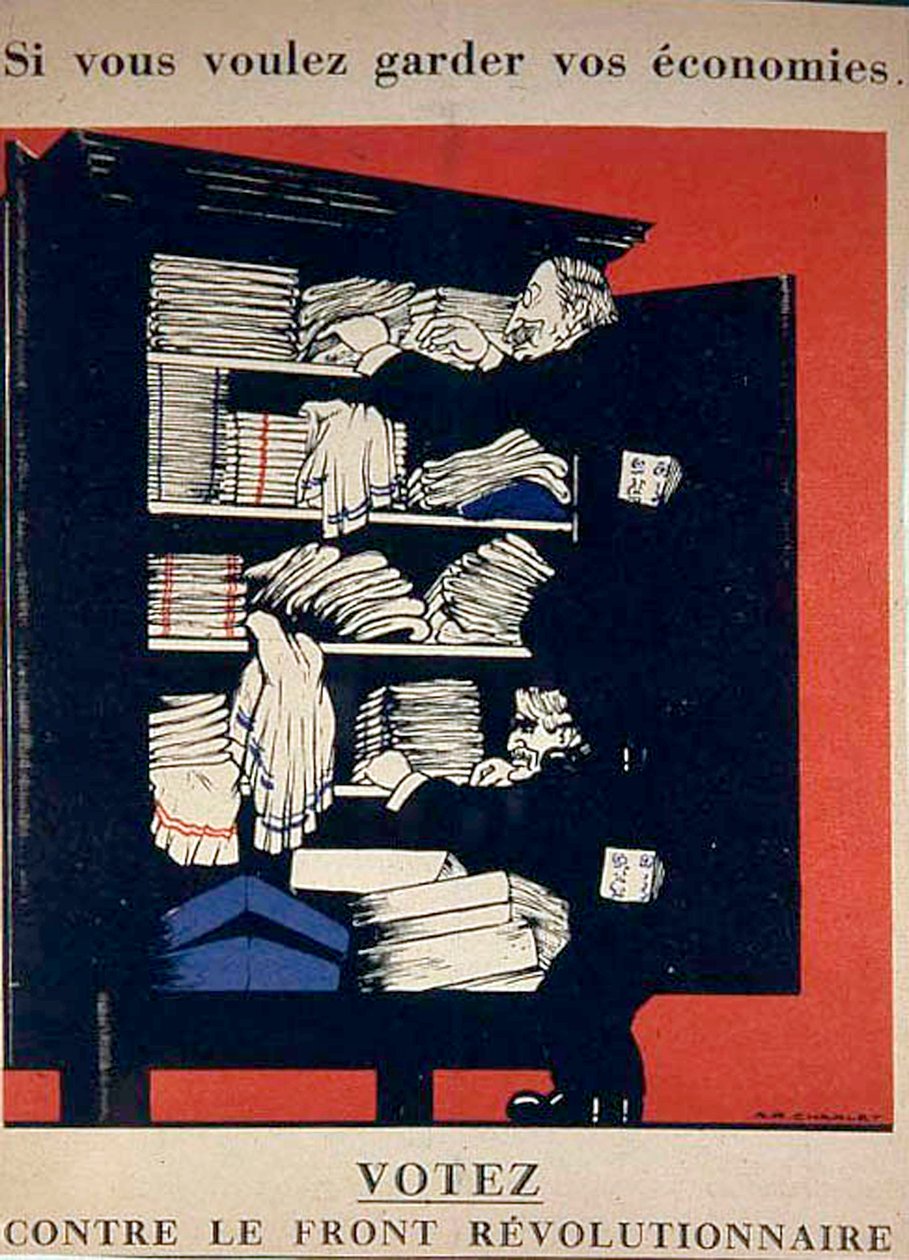 如果你想保留你的储蓄，请在1936年投票反对革命战线，反共产主义海报 作者 不明