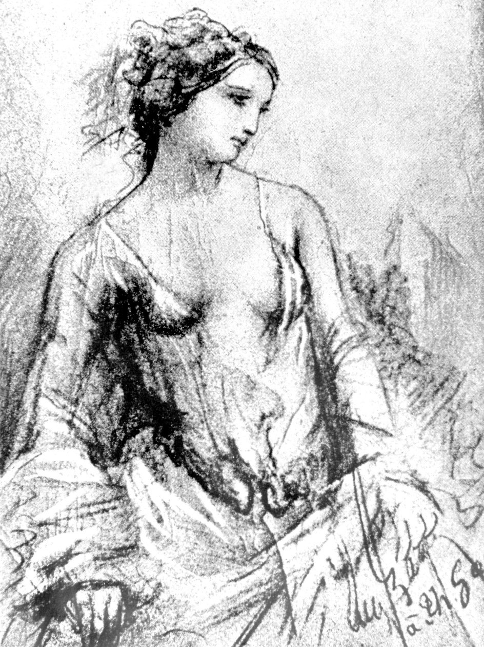 1852年波德莱尔情妇Apollonie Sabatier的肖像画 作者 不明
