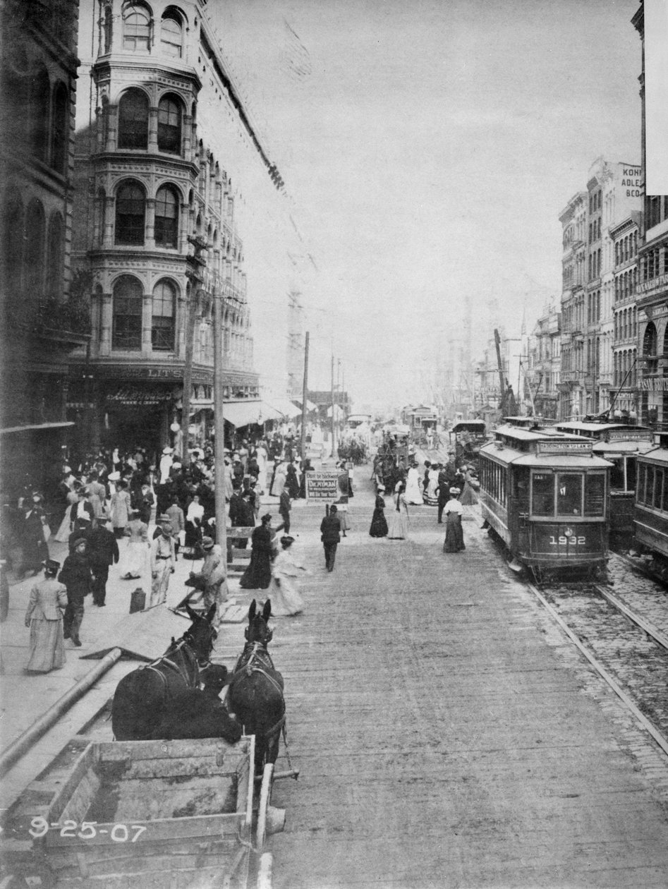 市场街从1907年在费城第七街向东看 作者 美国摄影师