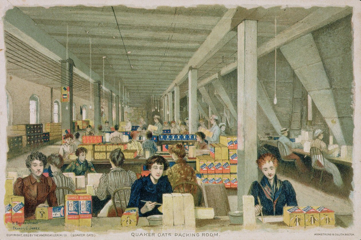 Quaker Oats包装室，1893年 作者 美国学校