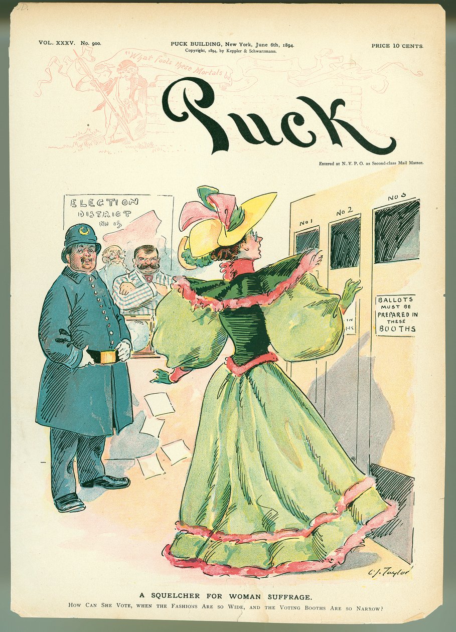 1894年6月6日，Puck杂志封面插图的女人选举的续集 作者 美国学校