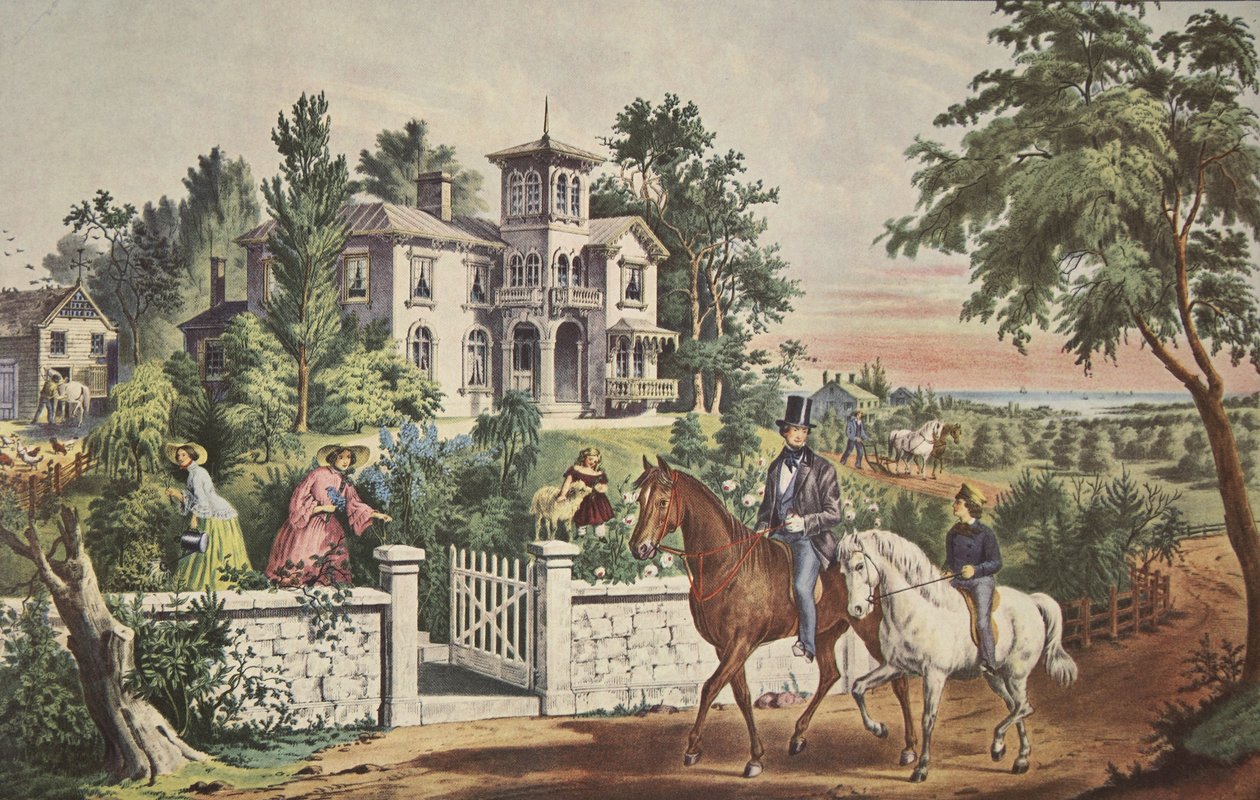 美国乡村生活 - 五月的早晨，酒吧。 1855年，Currier＆Ives 作者 美国学校
