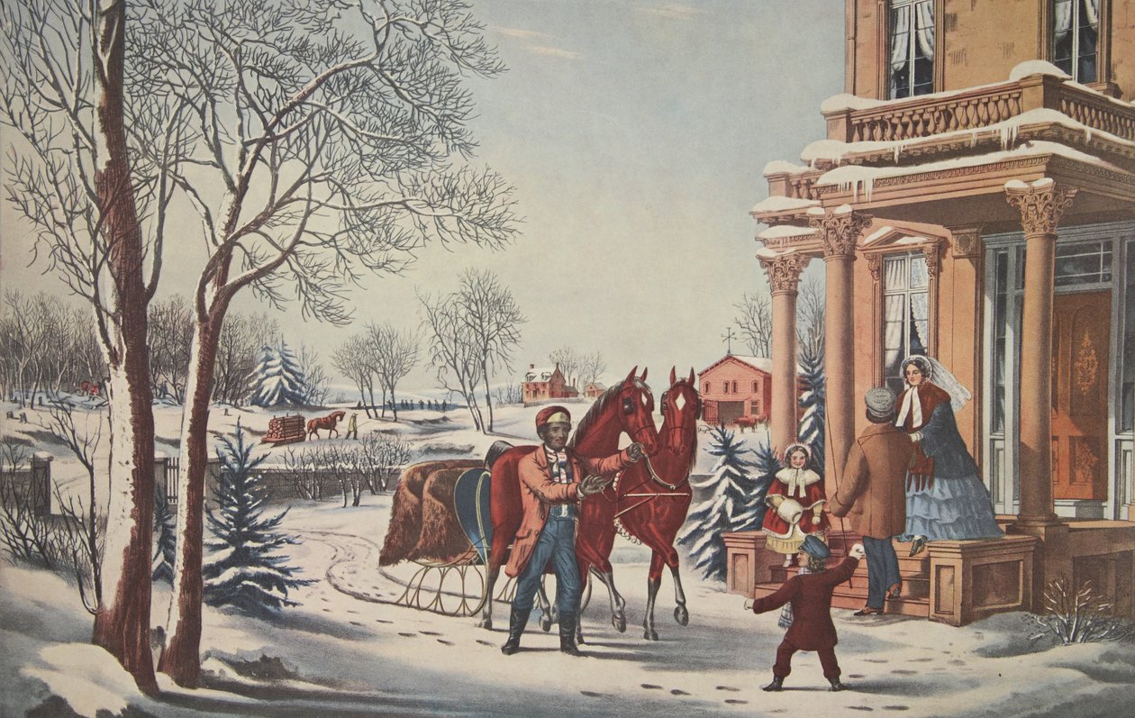 美国乡村生活，冬天的乐趣，酒吧。 1855年，Currier＆Ives 作者 美国学校