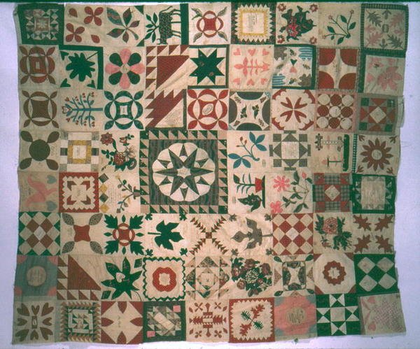 签名专辑被子作品，新泽西州，1844年（棉花） 作者 美国学校