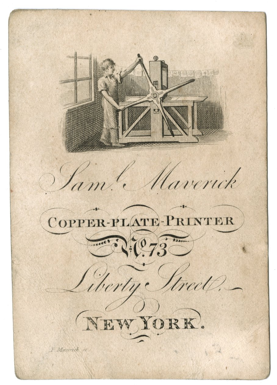 Samuel Maverick的名片，电话：1812-45 作者 美国学校