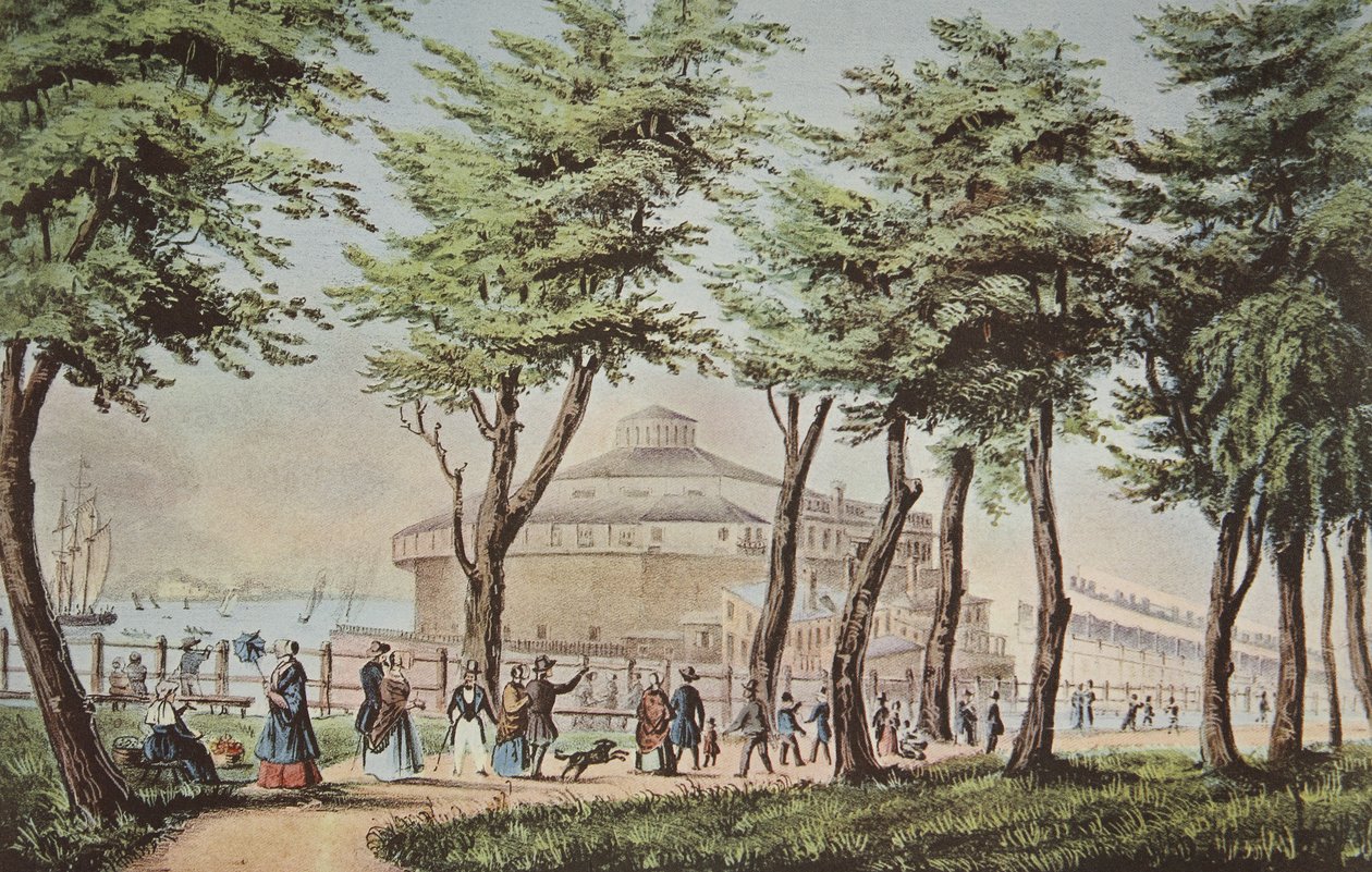 城堡花园，纽约，从电池，酒吧。 1848年，Currier＆Ives 作者 美国学校