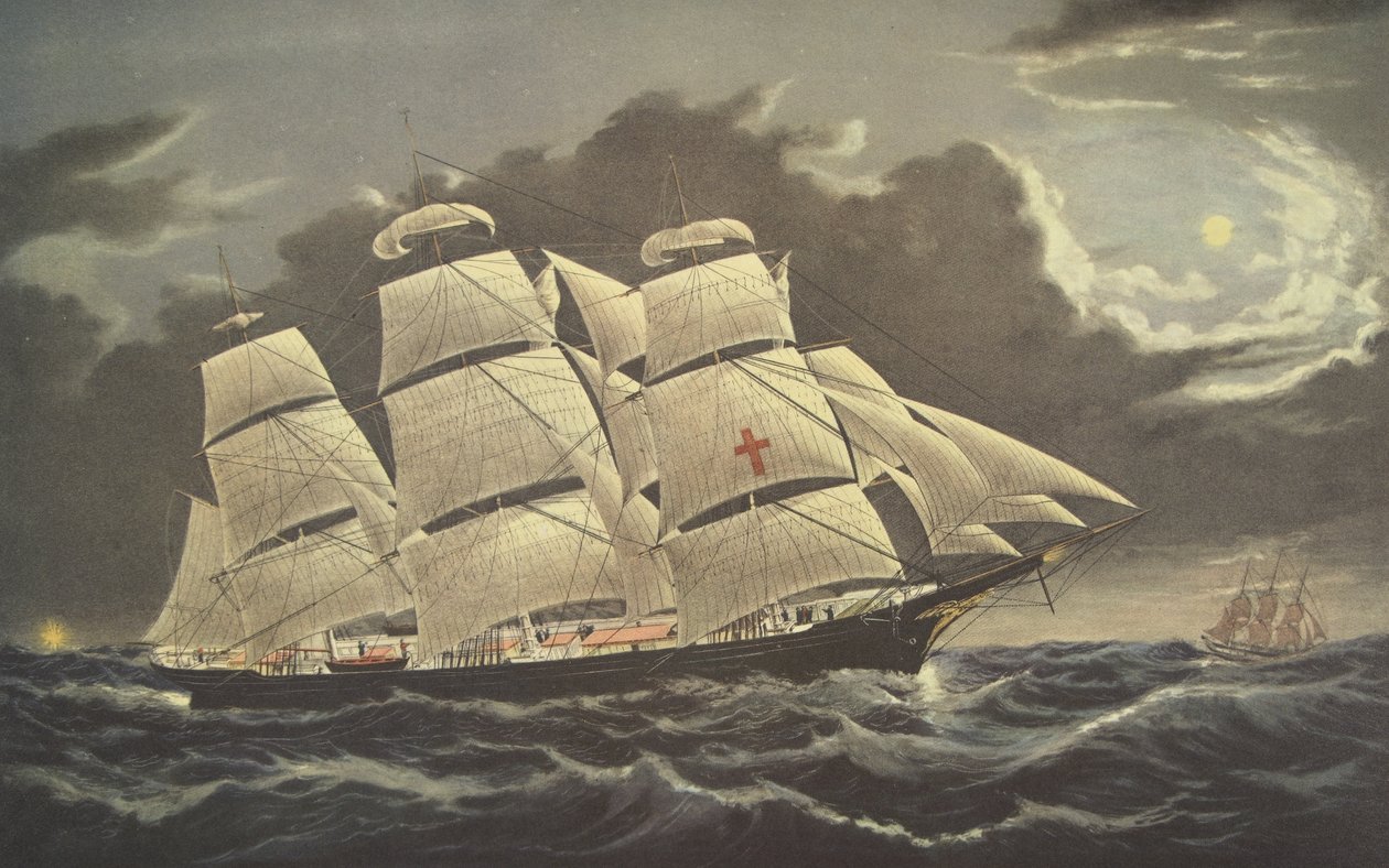 Clipper Ship Dreadnought- off Tuskar Light，酒吧。 1856年，Currier＆Ives 作者 美国学校