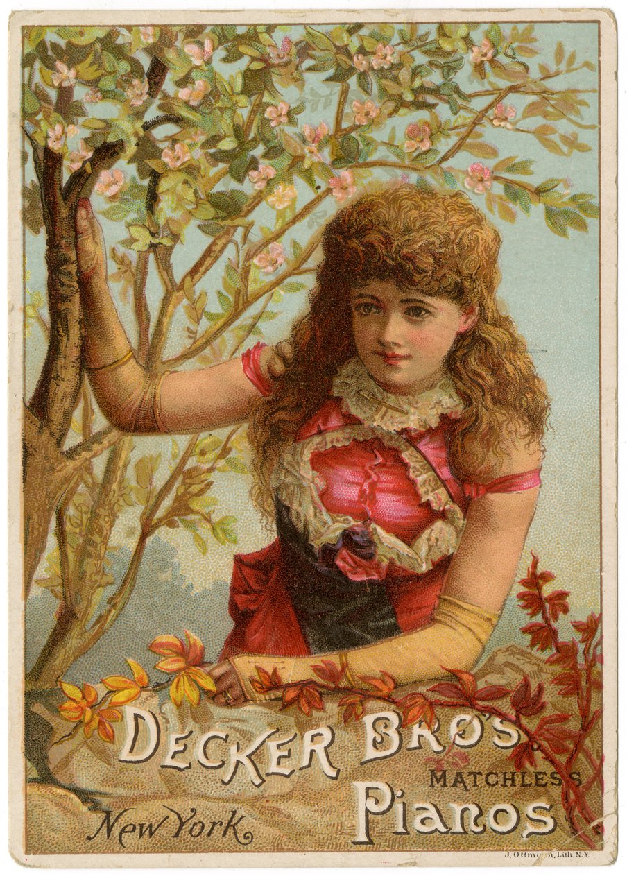 Decker Bros. Matchless Pianos，纽约[trade card recto]（彩色光刻[trade card]） 作者 美国学校