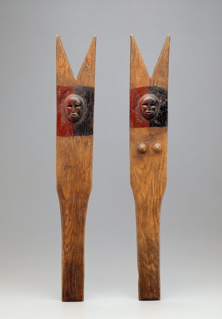 鼓槌，特拉华州，1875-1900（雕刻木材与颜料） 作者 美国学校