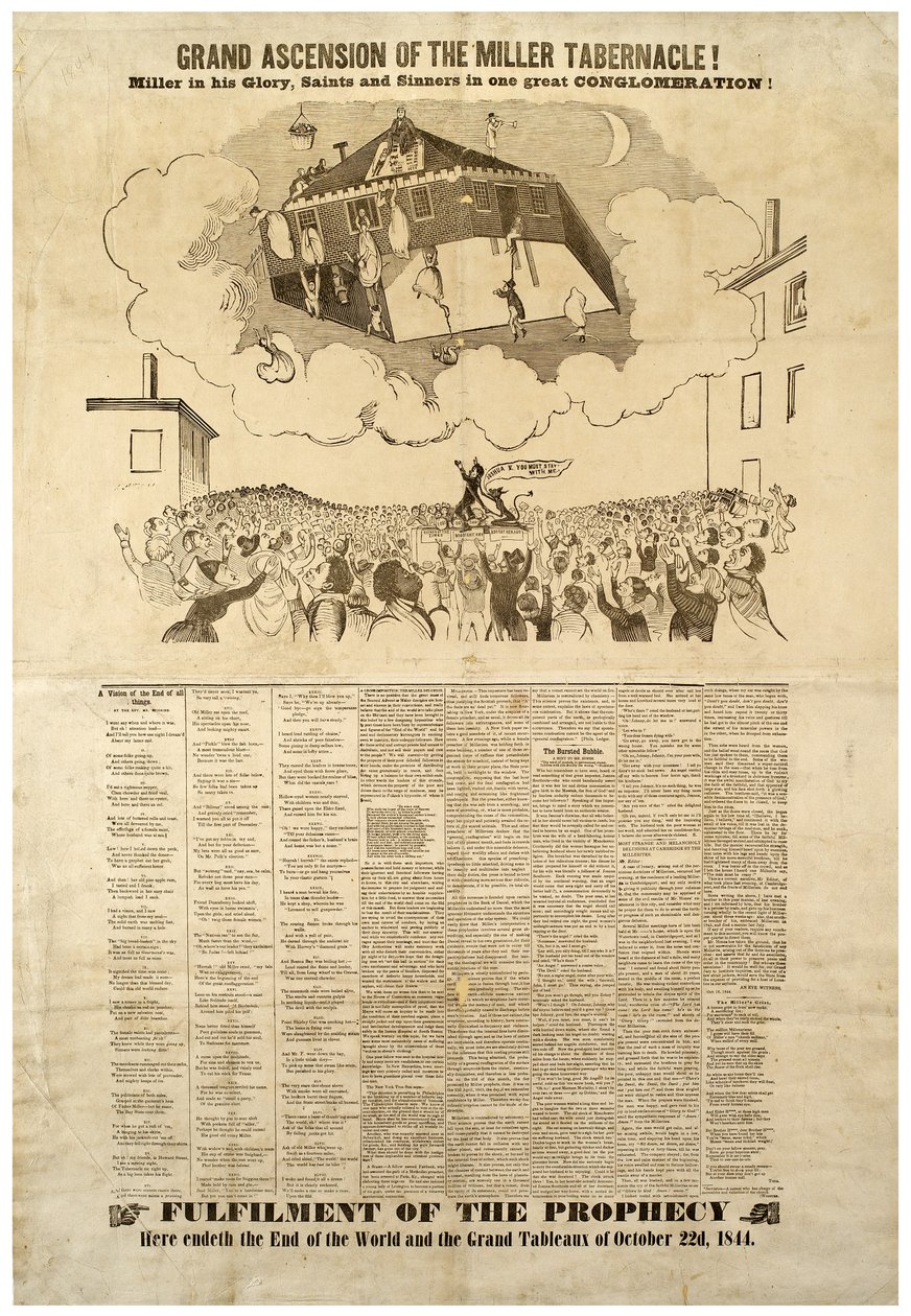 米勒会幕的大升天，描绘世界末日的宽边，1844年 作者 美国学校