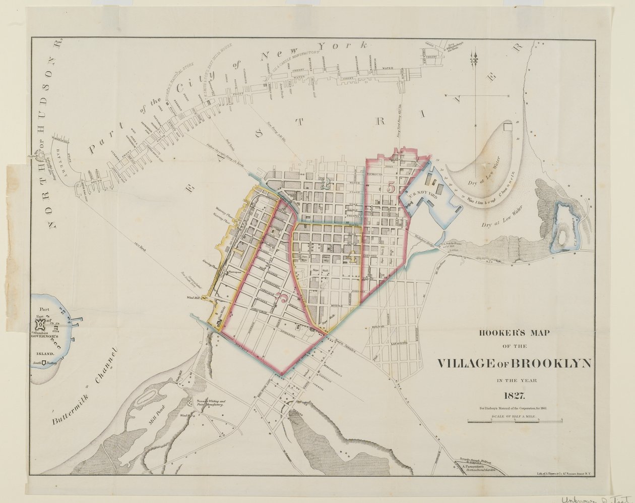 胡克斯1861年布鲁克林村的地图（用wc雕刻） 作者 美国学校
