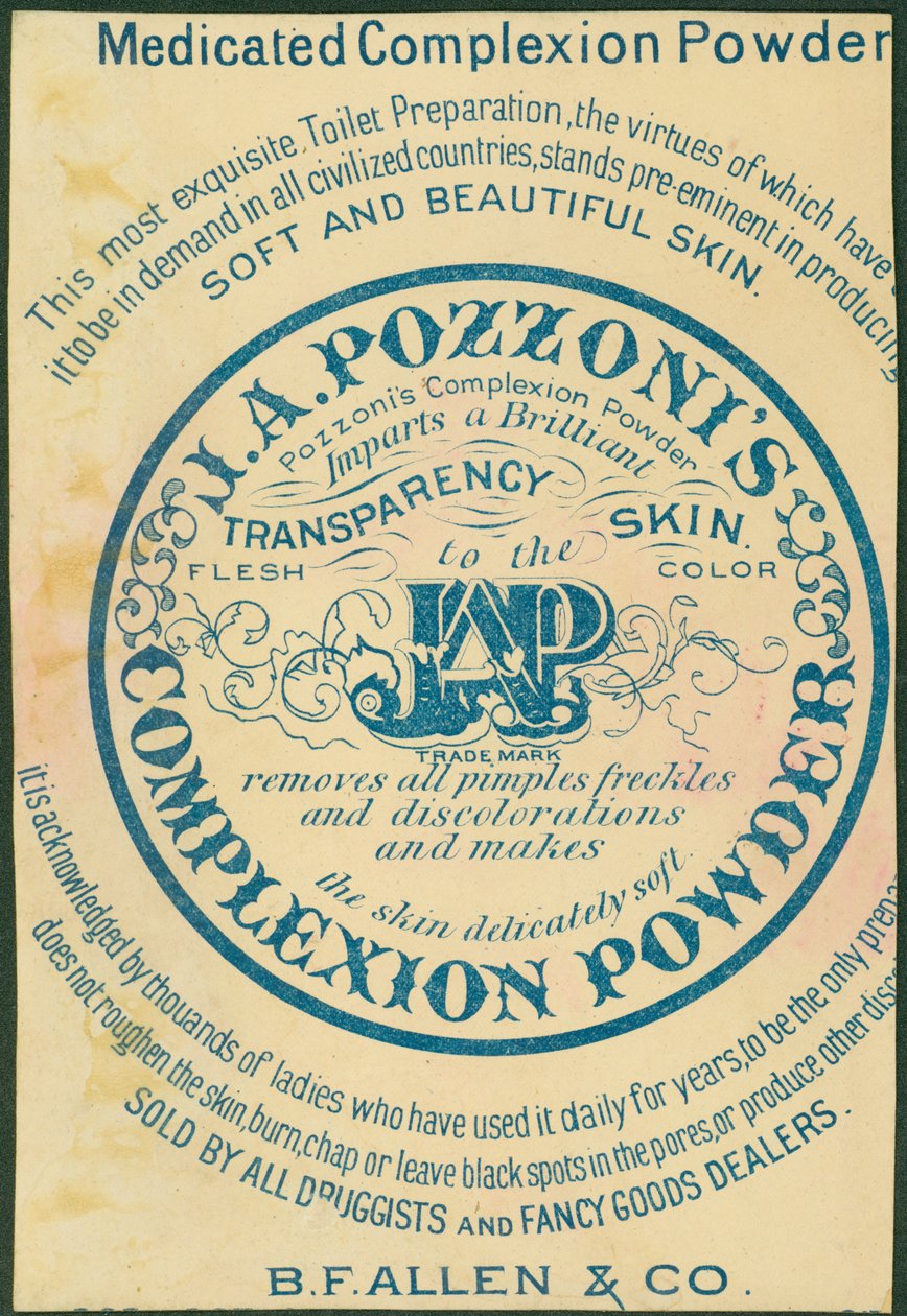 JA Pozzonis肤色粉[trade card verso] 作者 美国学校