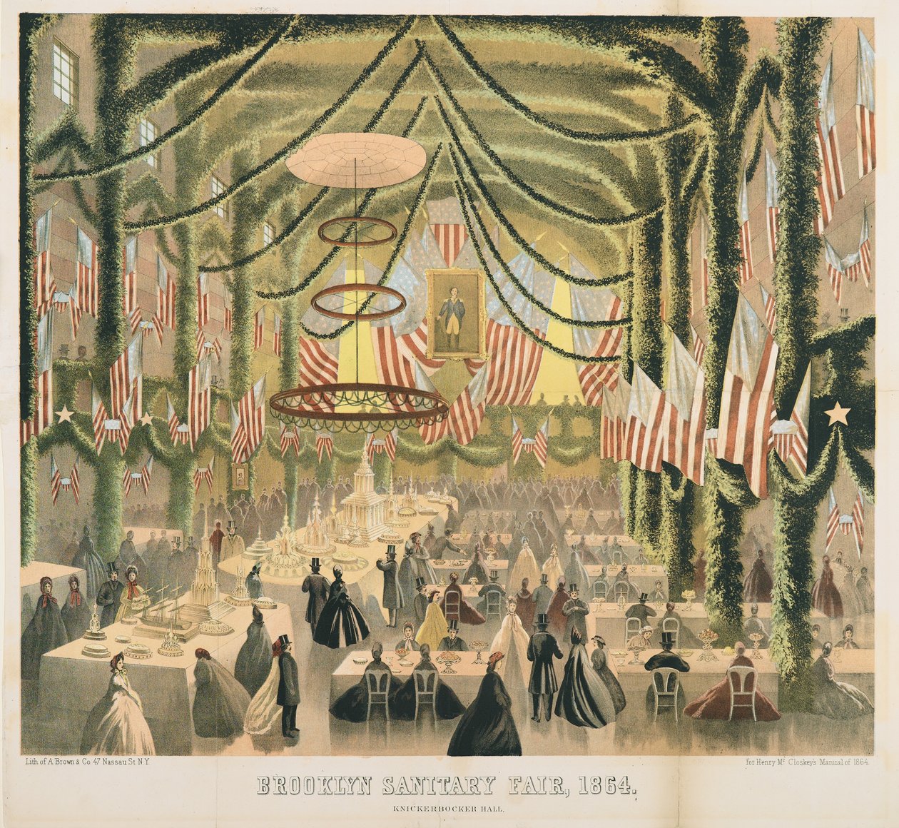 Knickbocker Hall，布鲁克林卫浴博览会，1864年 作者 美国学校