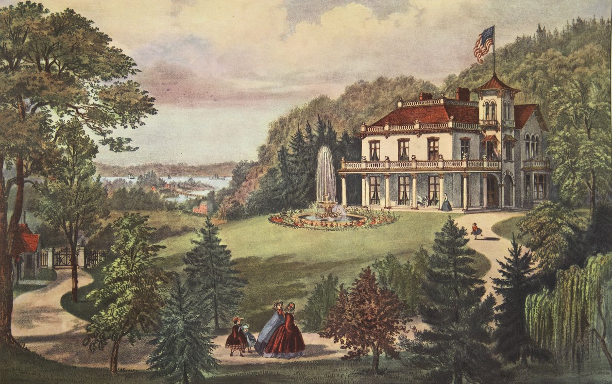 生活在乡下 - 晚上，酒吧。 1862年，Currier＆Ives 作者 美国学校