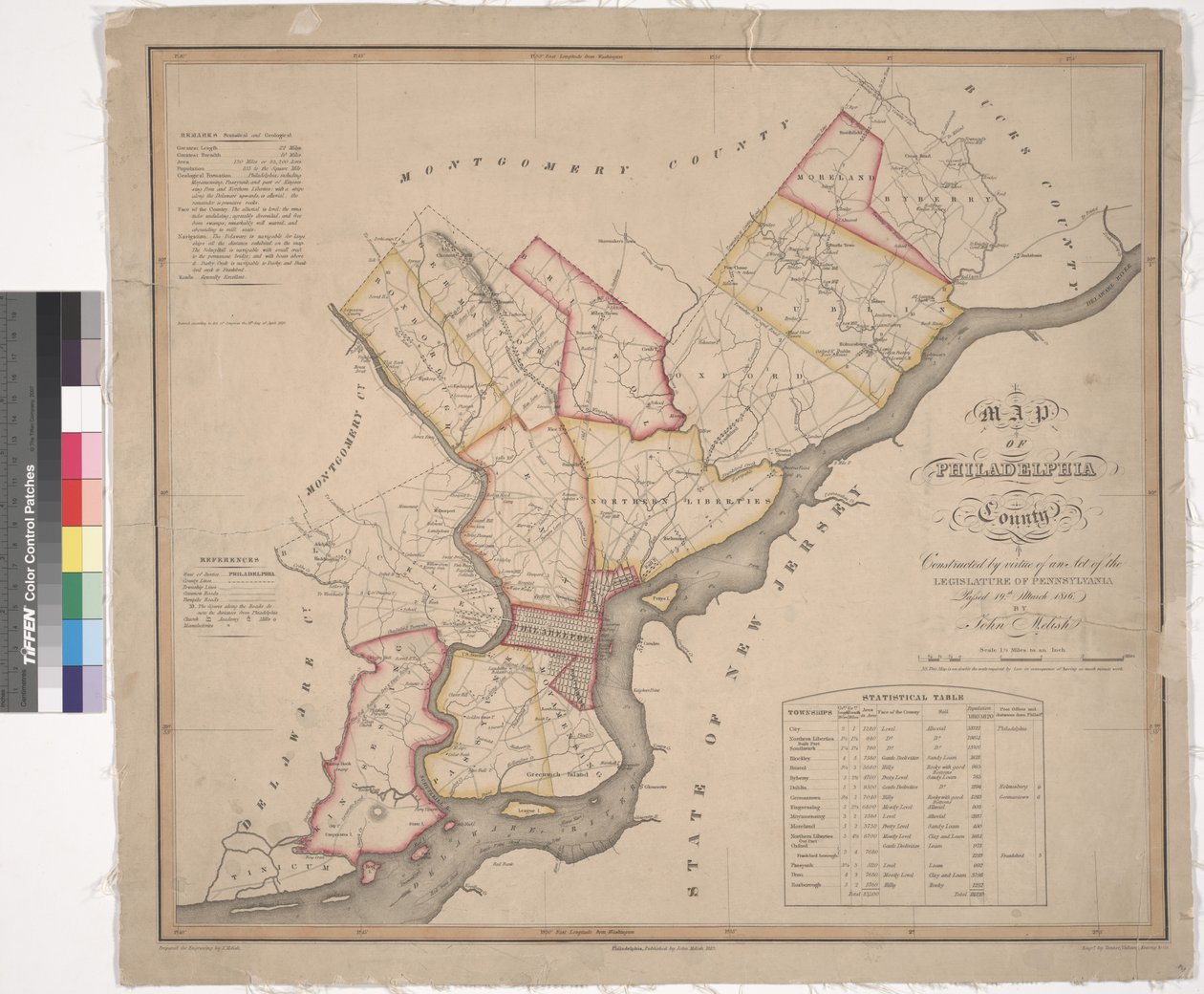 费城县地图，1819年 作者 美国学校