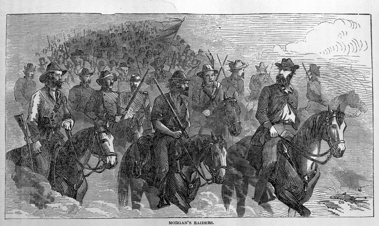 摩根攻略，来自哈珀画报内战史，1863年7月 作者 美国学校