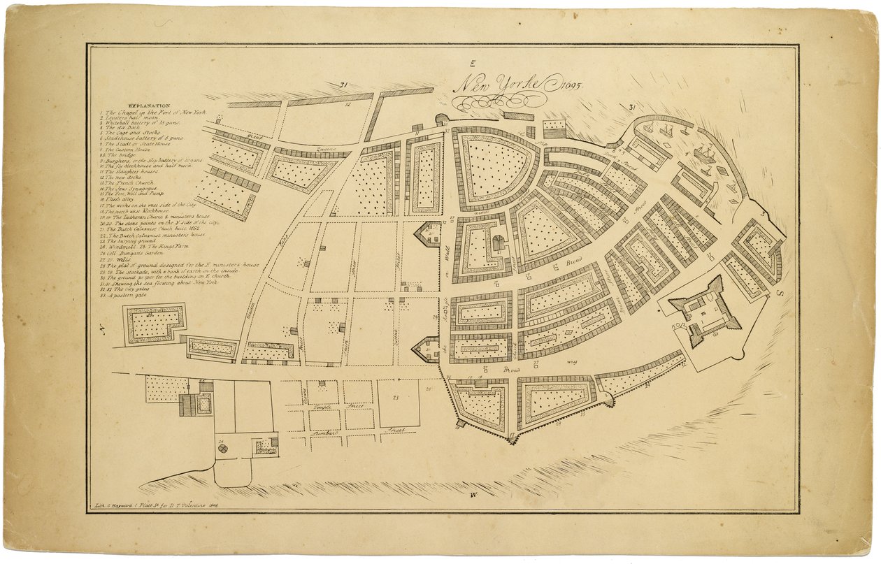 New Yorke 1695,1846（纸上黑色墨水，纸背） 作者 美国学校