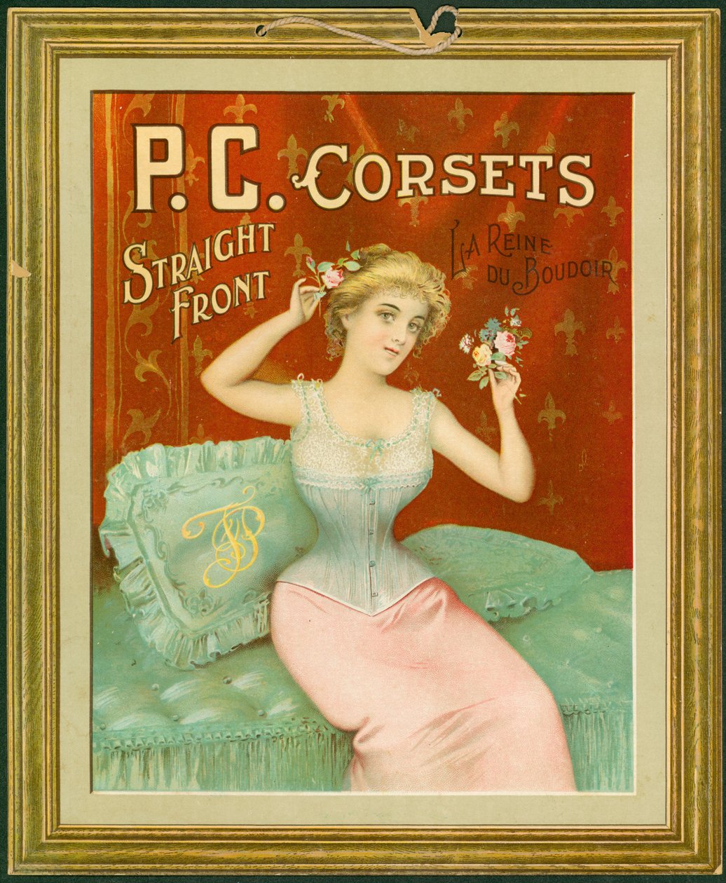 PC Corsets，Straight Front，La Reine Du Boudoir（带挂绳的卡片上的彩色光刻） 作者 美国学校