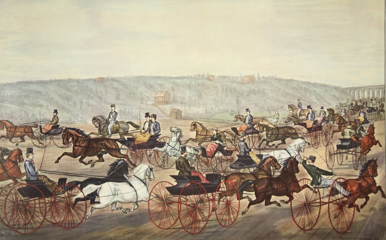 在大道，酒吧超速驾驶。 1870年，Currier＆Ives 作者 美国学校