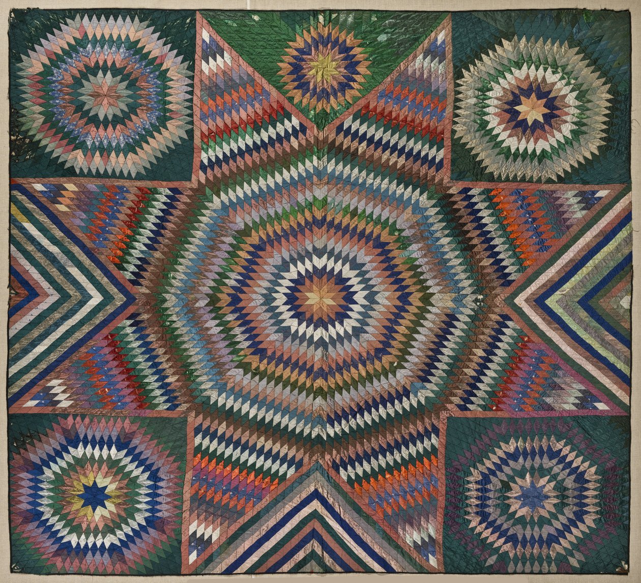 伯利恒之星被子，1850（丝绸） 作者 美国学校