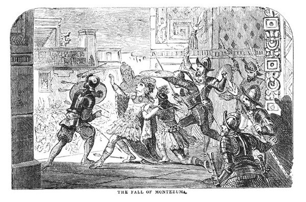 蒙特祖玛的堕落，来自1884年的科尔特斯的阿伯特历史 作者 美国学校