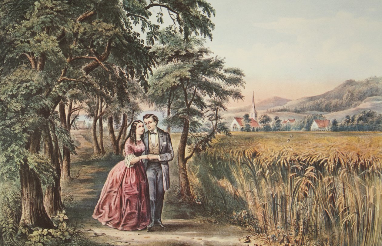 生命的四季 - 青春，爱的季节，酒吧。 1868年，Currier＆Ives 作者 美国学校