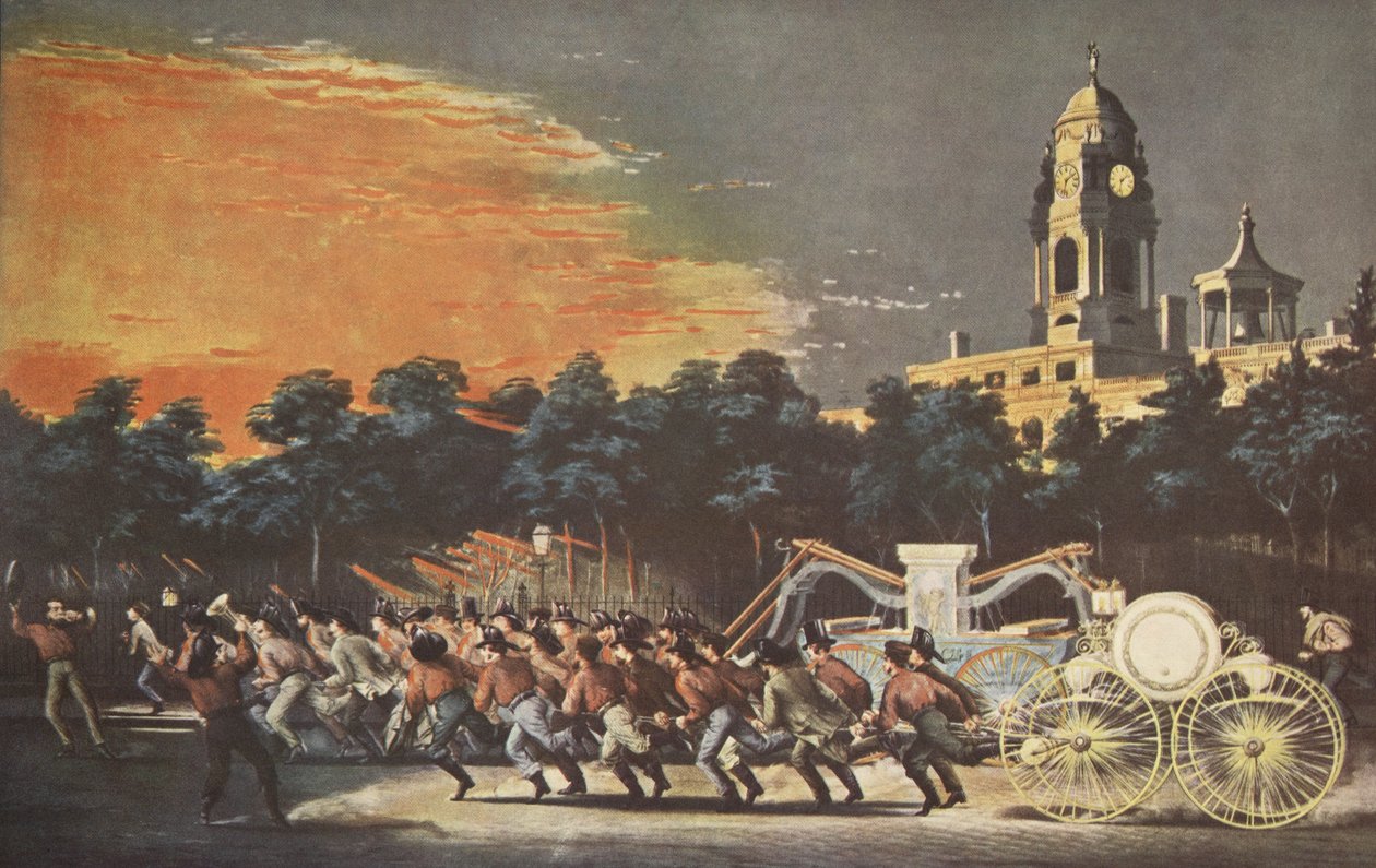 消防员的生活 - 种族，酒吧。 1854年，Currier＆Ives 作者 美国学校