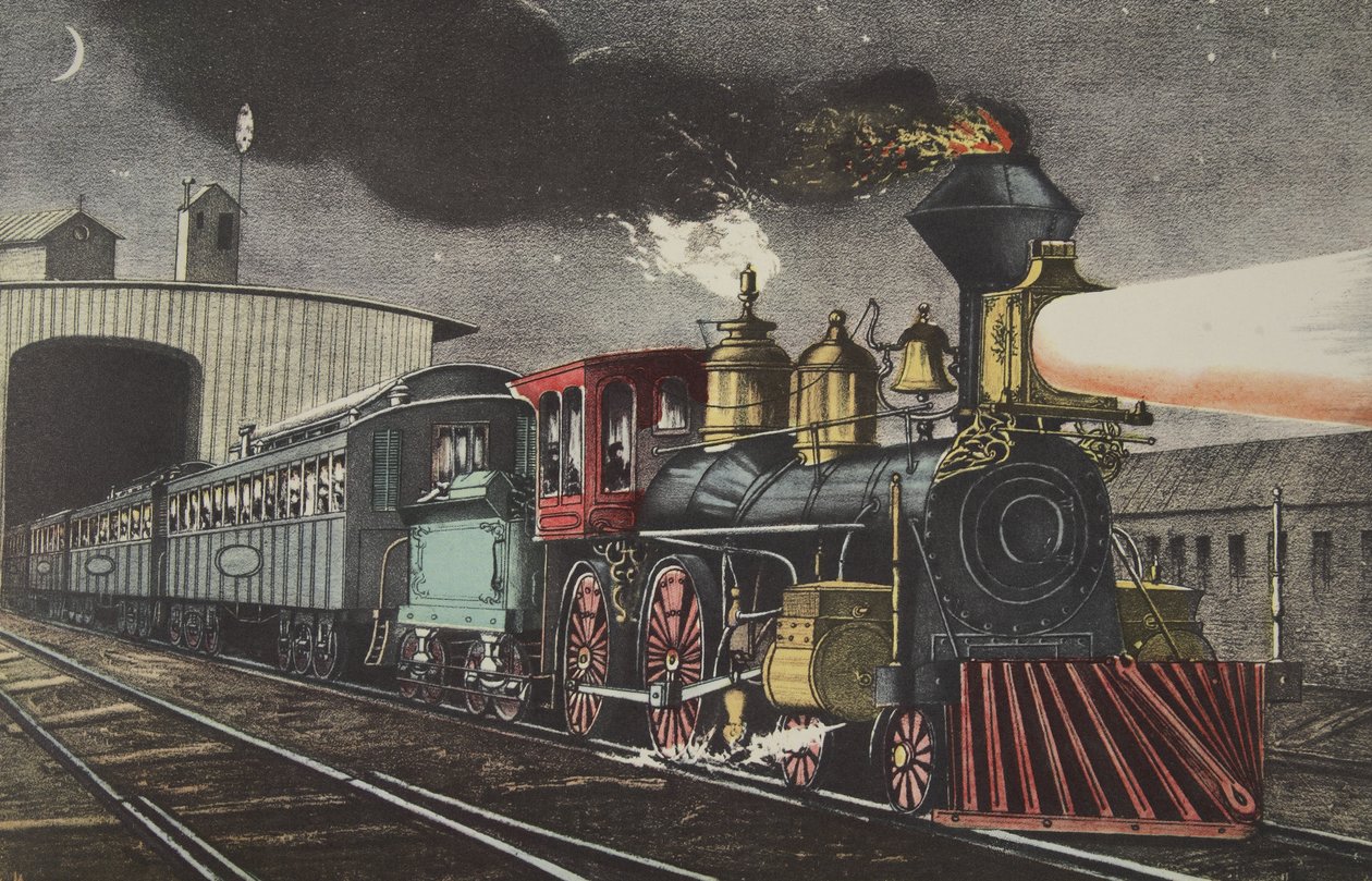 夜间快车：开始，酒吧。 1871年，Currier＆Ives 作者 美国学校