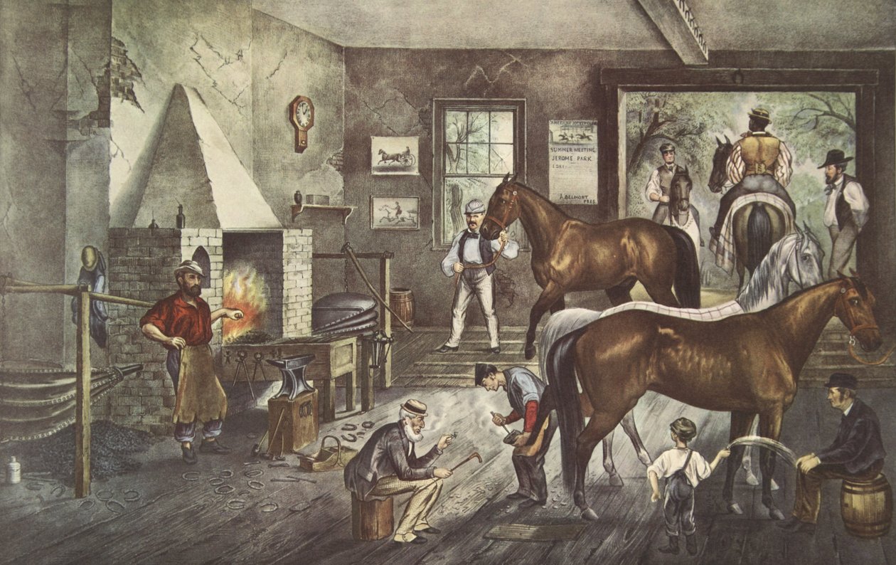 在Forge，酒吧小跑裂缝。 1869年，Currier＆Ives 作者 美国学校