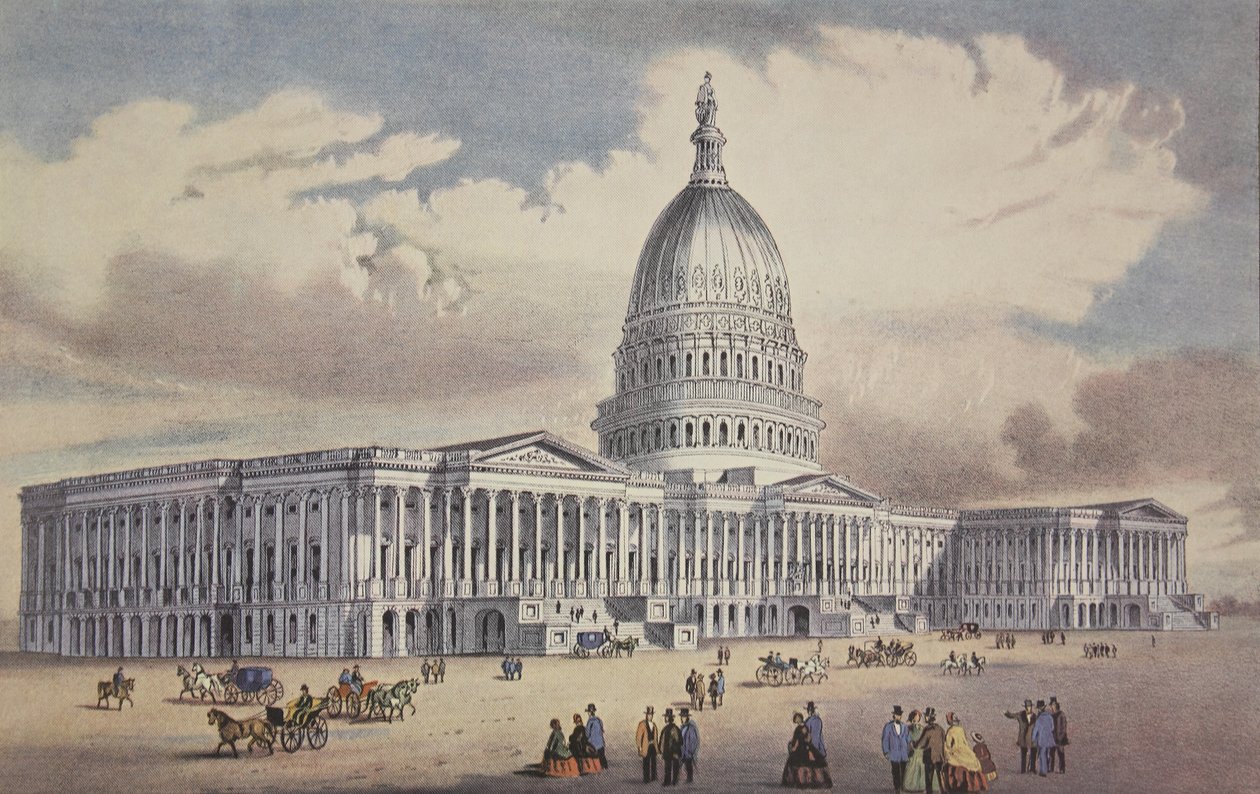美国国会大厦 - 华盛顿特区，酒吧。 1865年，Currier＆Ives 作者 美国学校