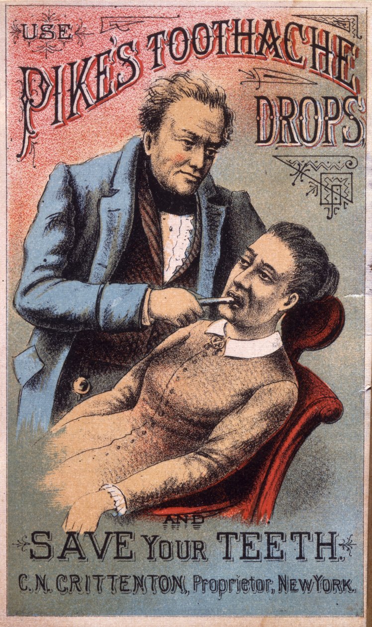 使用Pikes Toothache Drops和拯救你的牙齿。 CN Crittenton，所有者，纽约，（石版画[trade card]） 作者 美国学校