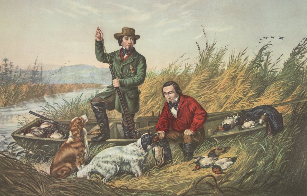 野鸭射击，好日子体育，酒吧。 1852年，Currier＆Ives 作者 美国学校