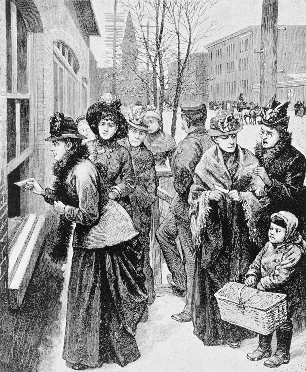 妇女排队参加1870年的选举 作者 美国学校