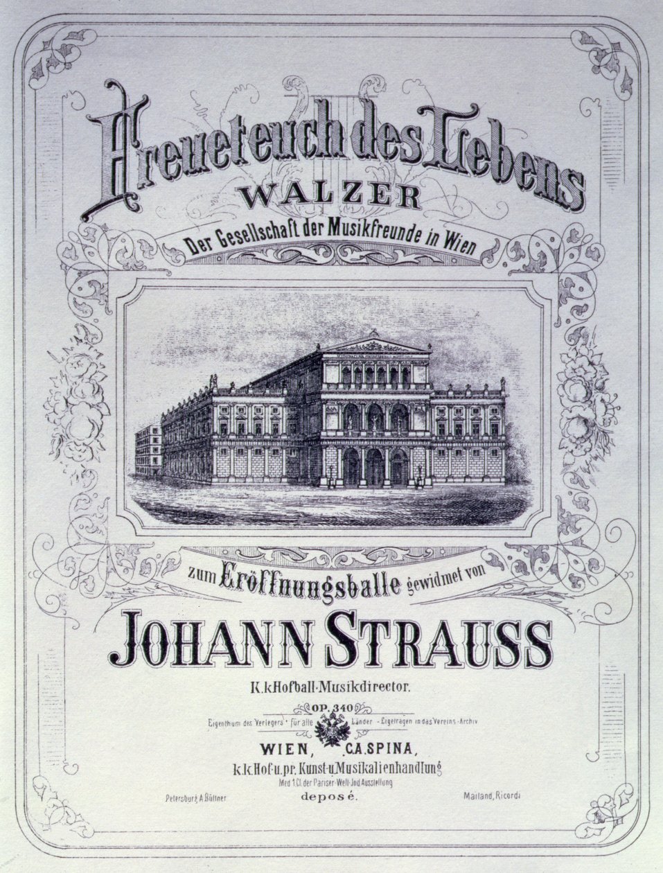 海报广告Freueteuch des Lebens，由Johann Strauss the Younger创作的华尔兹舞剧，将于1870年在就职舞会上推出 作者 奥地利学派