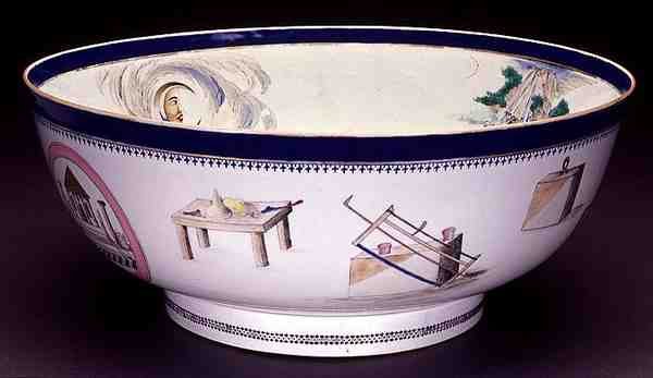 Famille Rose出口共济会碗，干隆时期，1736-95（瓷器）（另见133044和133045） 作者 中文学校