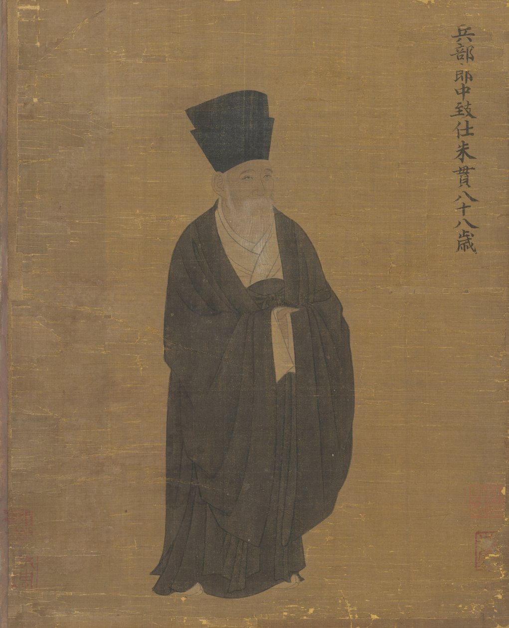 朱冠的肖像，c.1050（丝绸上的墨水和颜色） 作者 中文学校