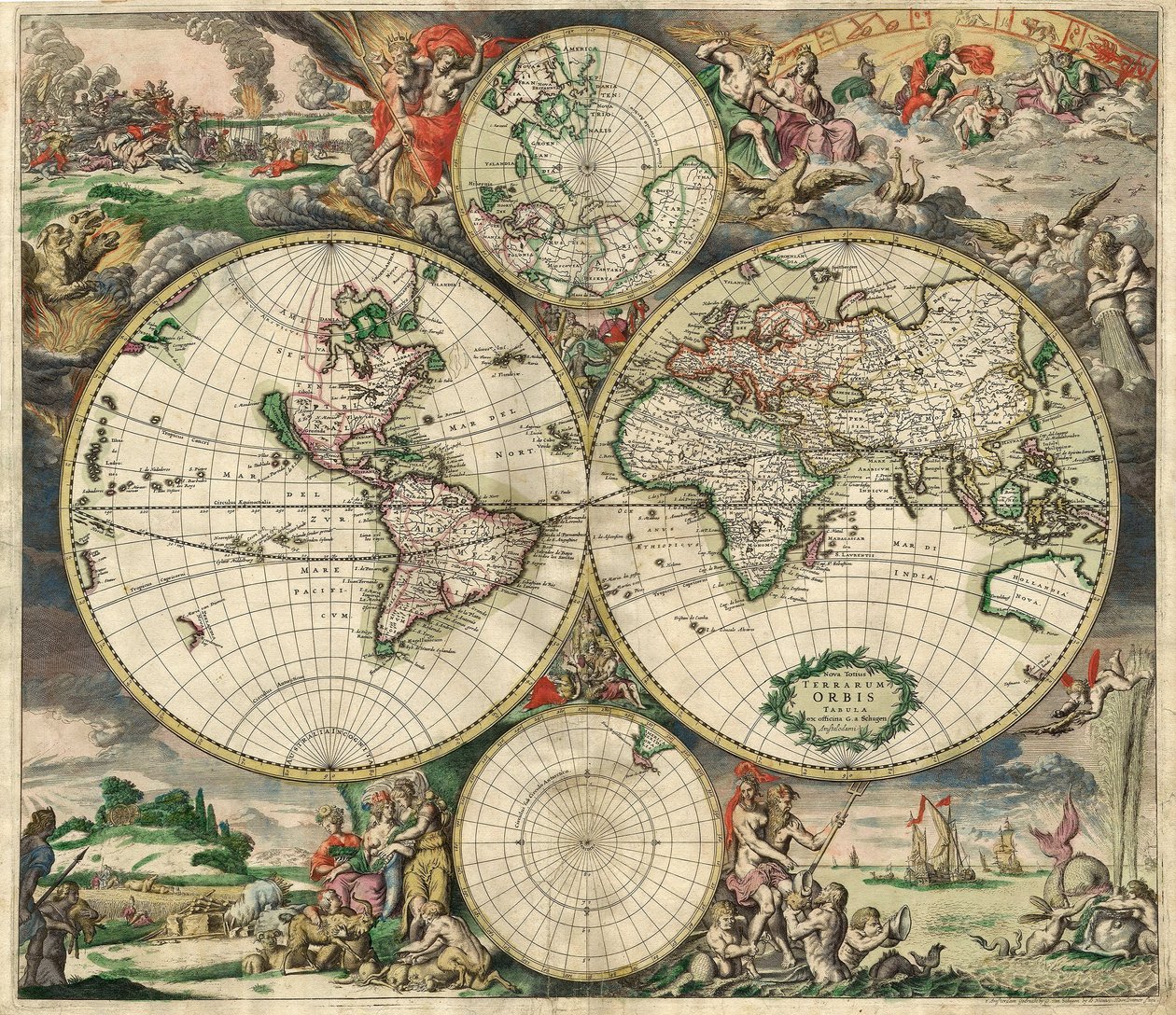 Terchaum Orbis Tabula在G. a Schagen之后。酒吧。 C. 1689（手工彩色雕刻） 作者 荷兰学校
