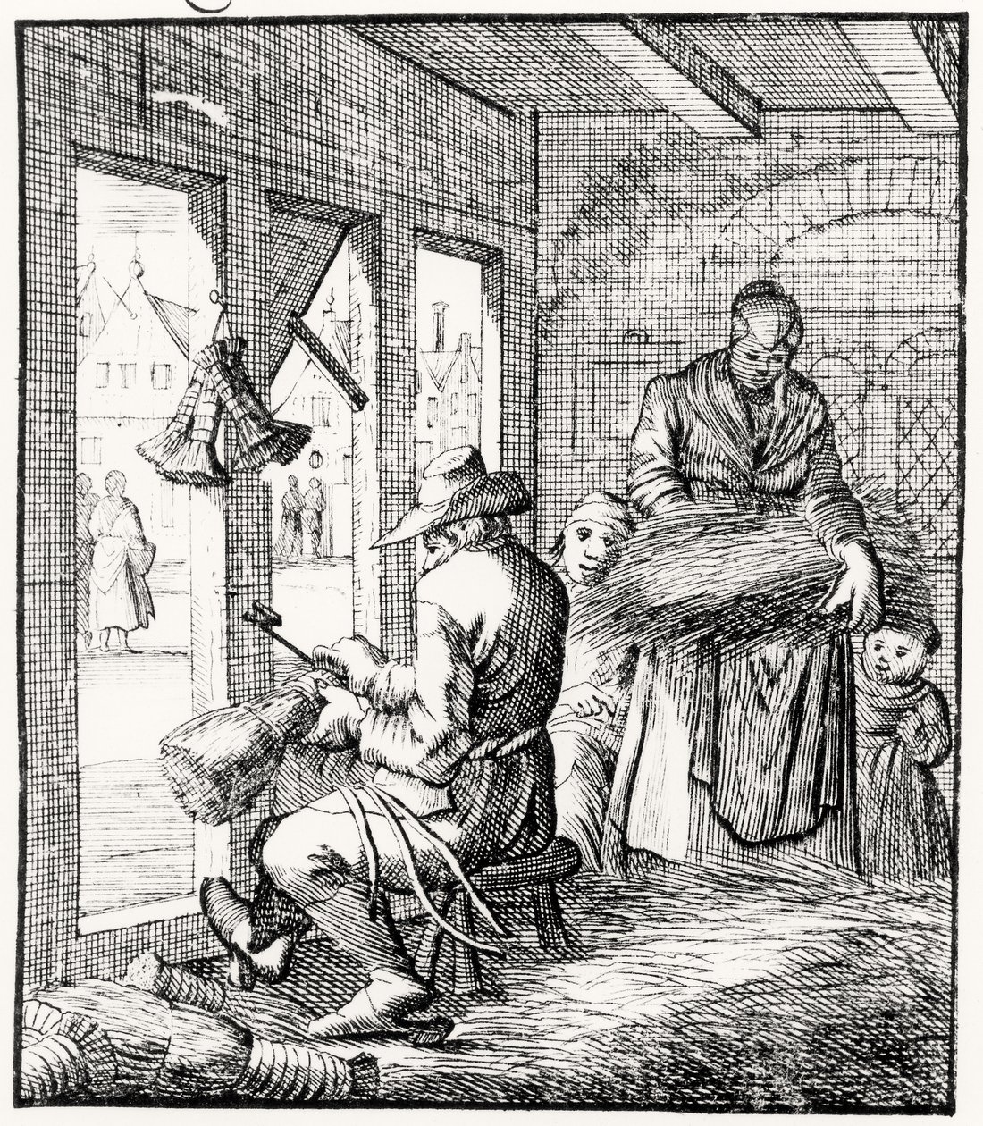 扫帚制造者，1718年 作者 荷兰学校