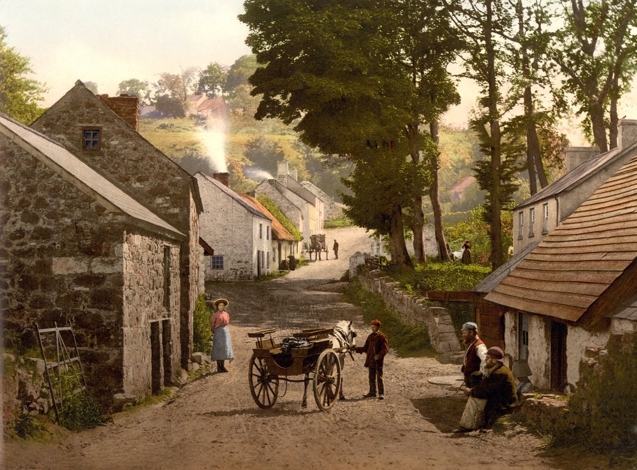 Glenoe Village，安特里姆郡，酒吧。 c.1890  -  1900（彩色石版画） 作者 英国摄影师