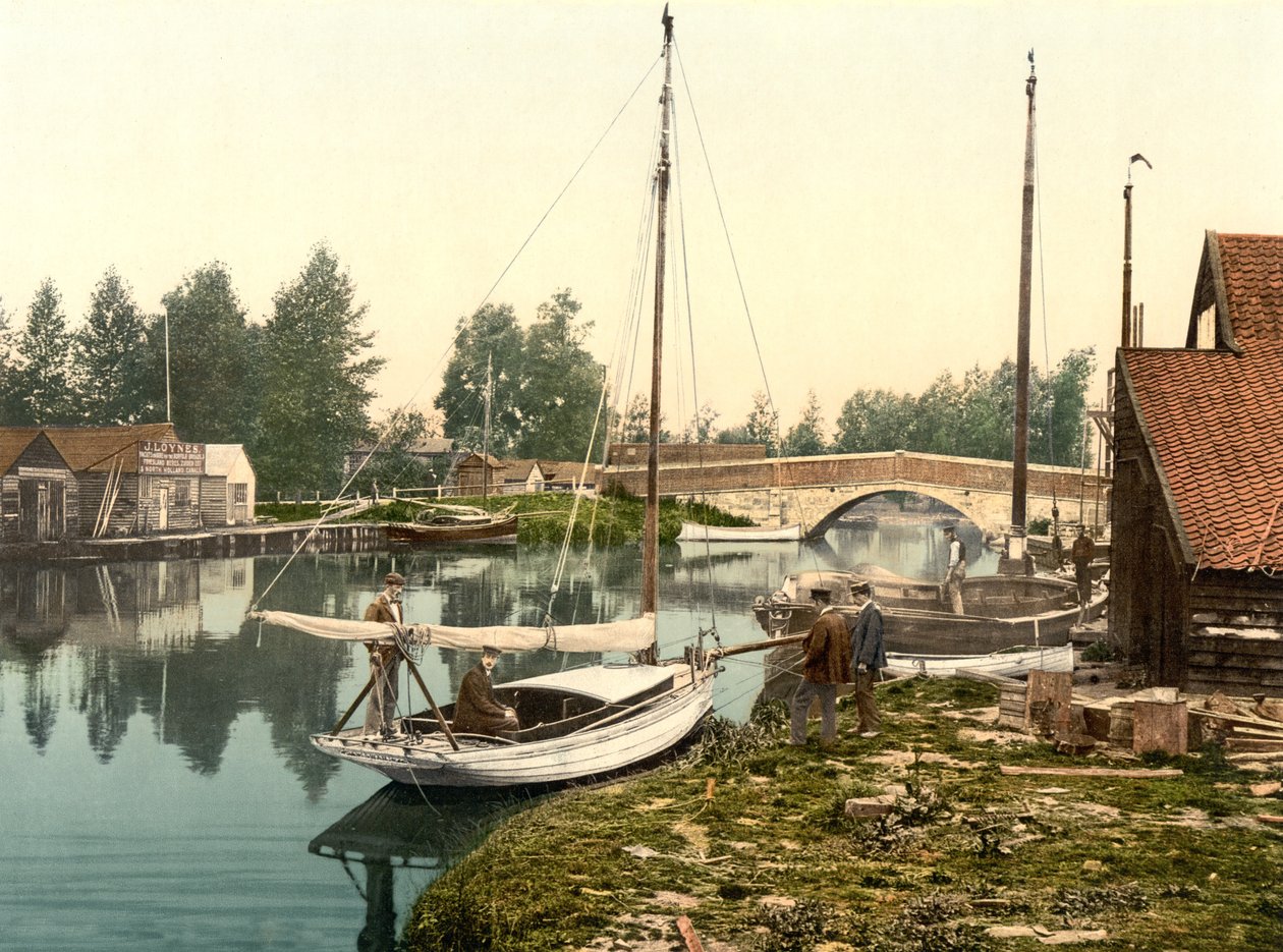Wroxham Bridge，酒吧。 C 1890  -  1900（彩色石版画） 作者 英国摄影师
