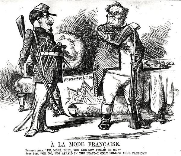 1860年8月4日，来自Punch或伦敦Charivari的La Mode Francaise 作者 英语学校