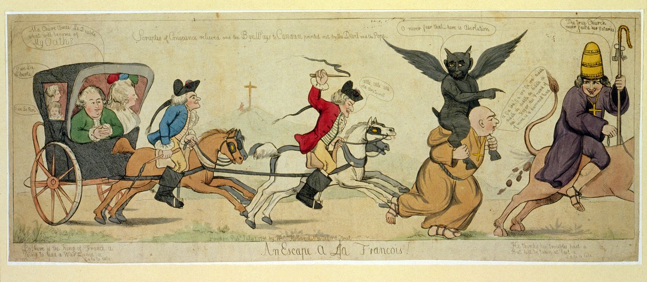 逃离Francois，酒吧。伦敦1791年（手工彩色雕刻） 作者 英语学校