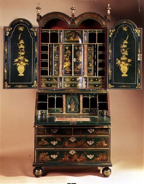 开放式上部的橱柜，c.1710（绿漆） 作者 英语学校