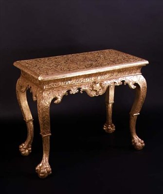 雕刻边桌，c.1720（镀金石膏） 作者 英语学校