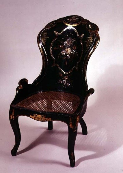 分体式手杖座椅和珍珠母贝装饰椅，c.1840-50（papier mache） 作者 英语学校